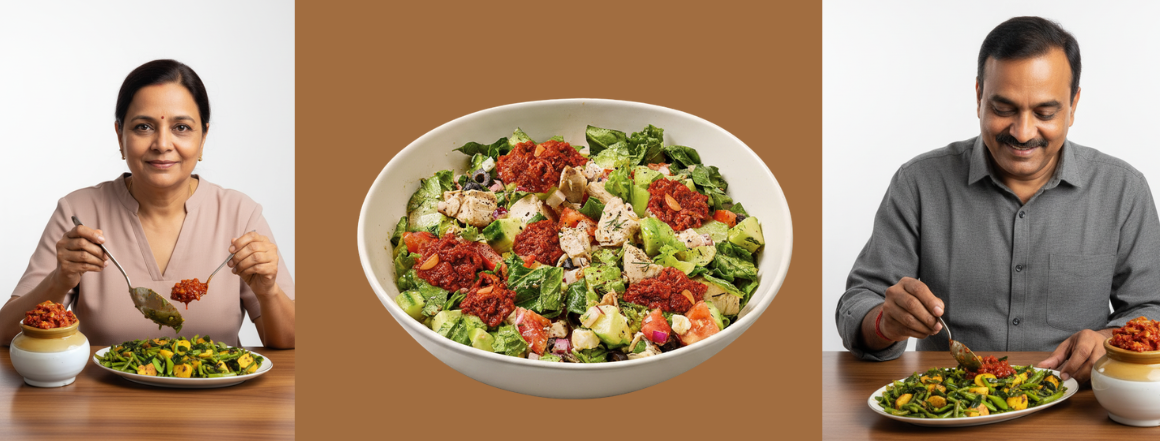 Salad with pickle dressing