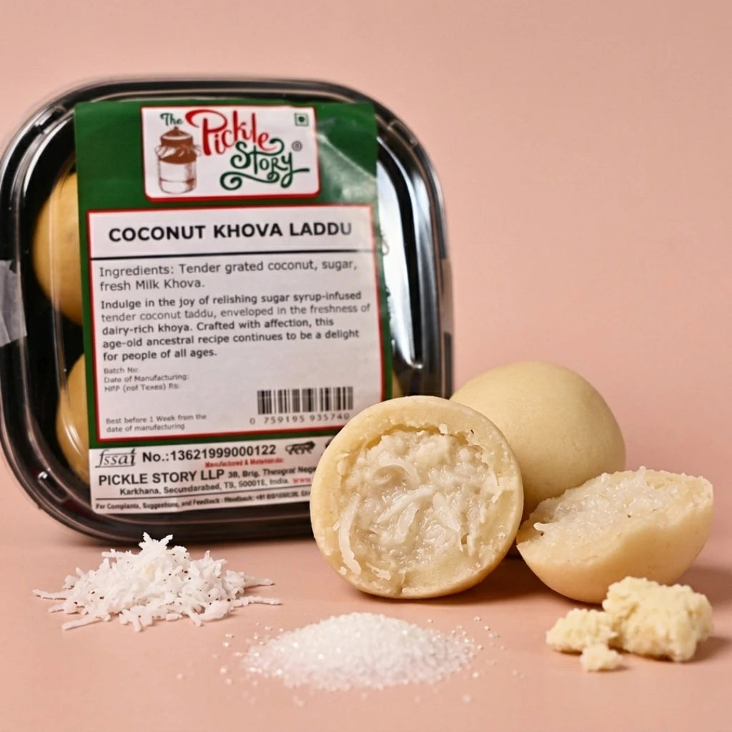 Coconut mawa laddu, close-up