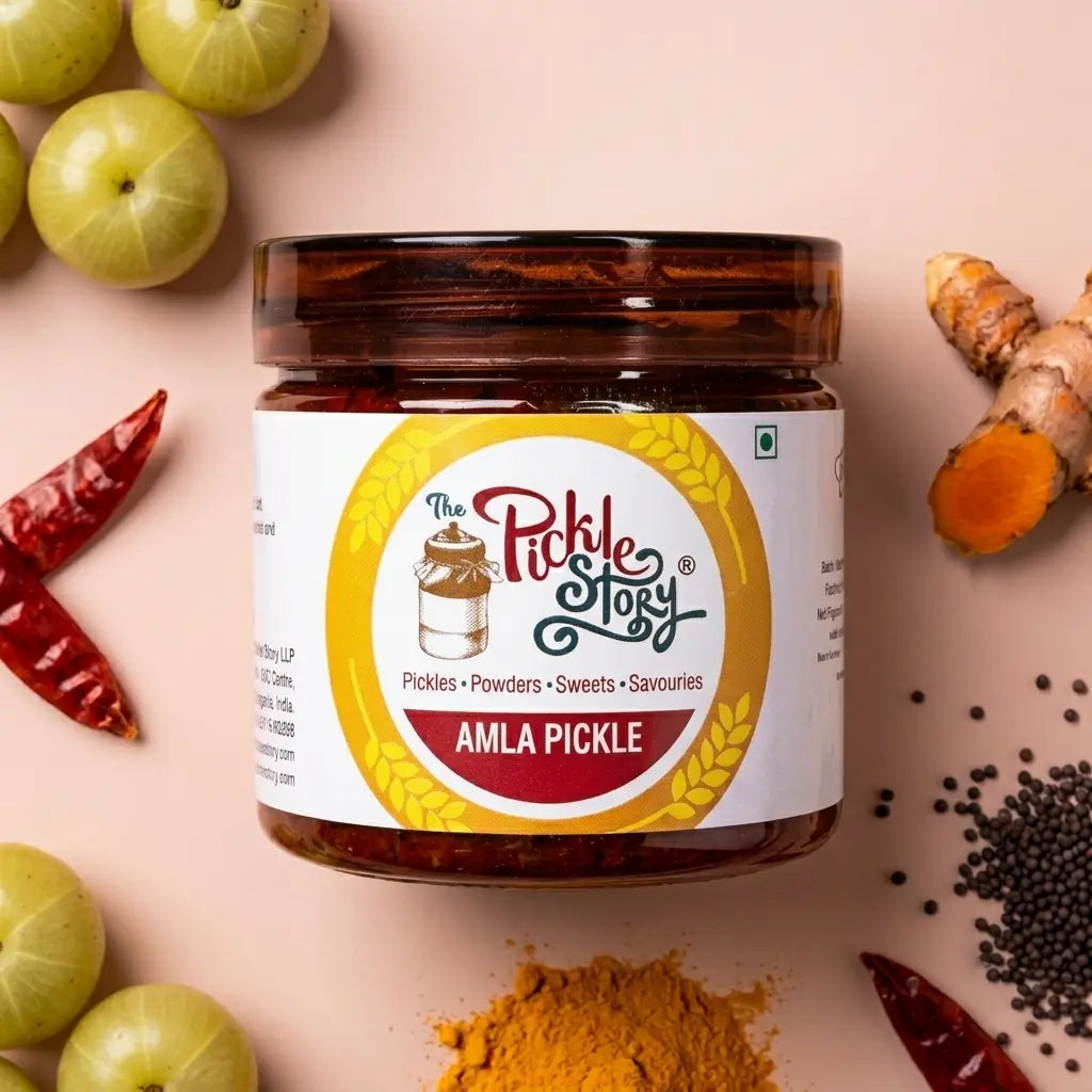 Usirikaya amla pickle in a 200 g jar