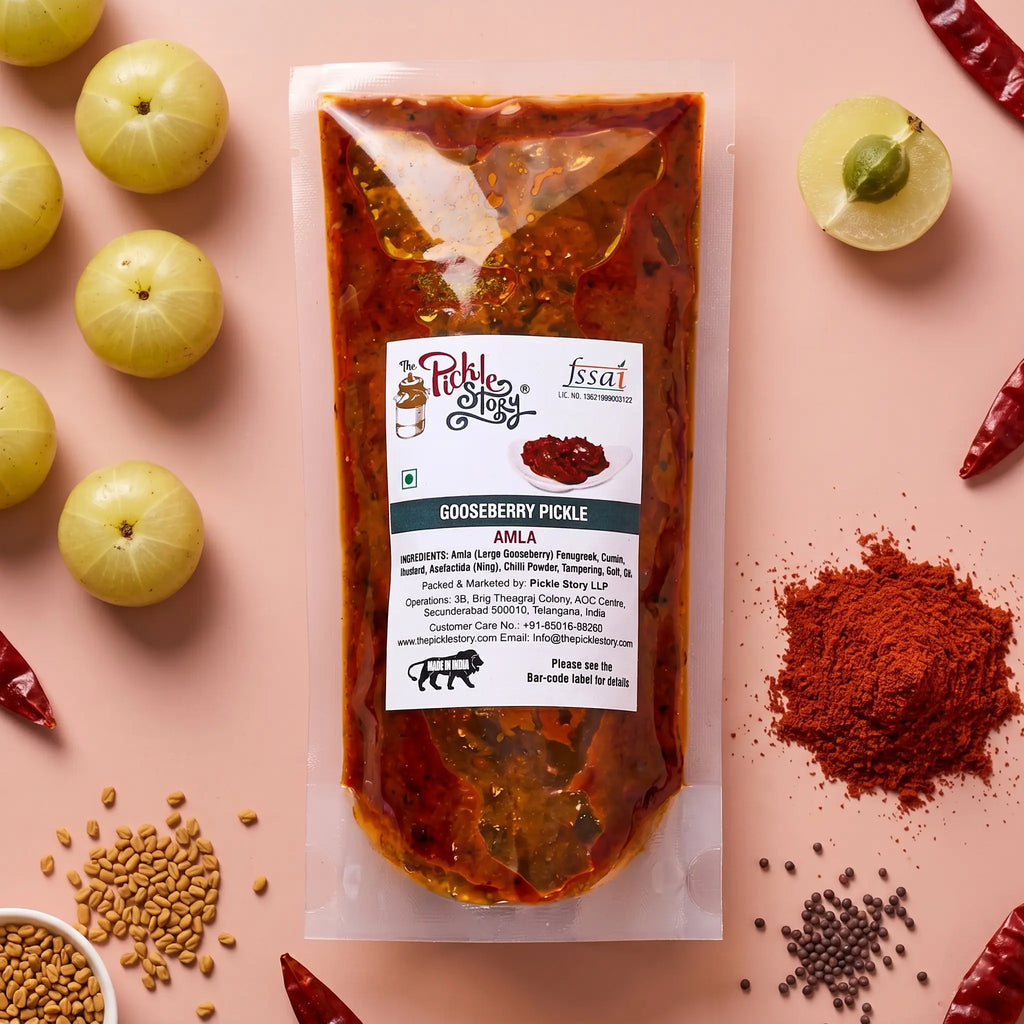 Usirikaya amla pickle in a 250 g pouch