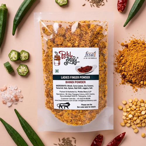 Bhindi masala podi in an 80 g pack