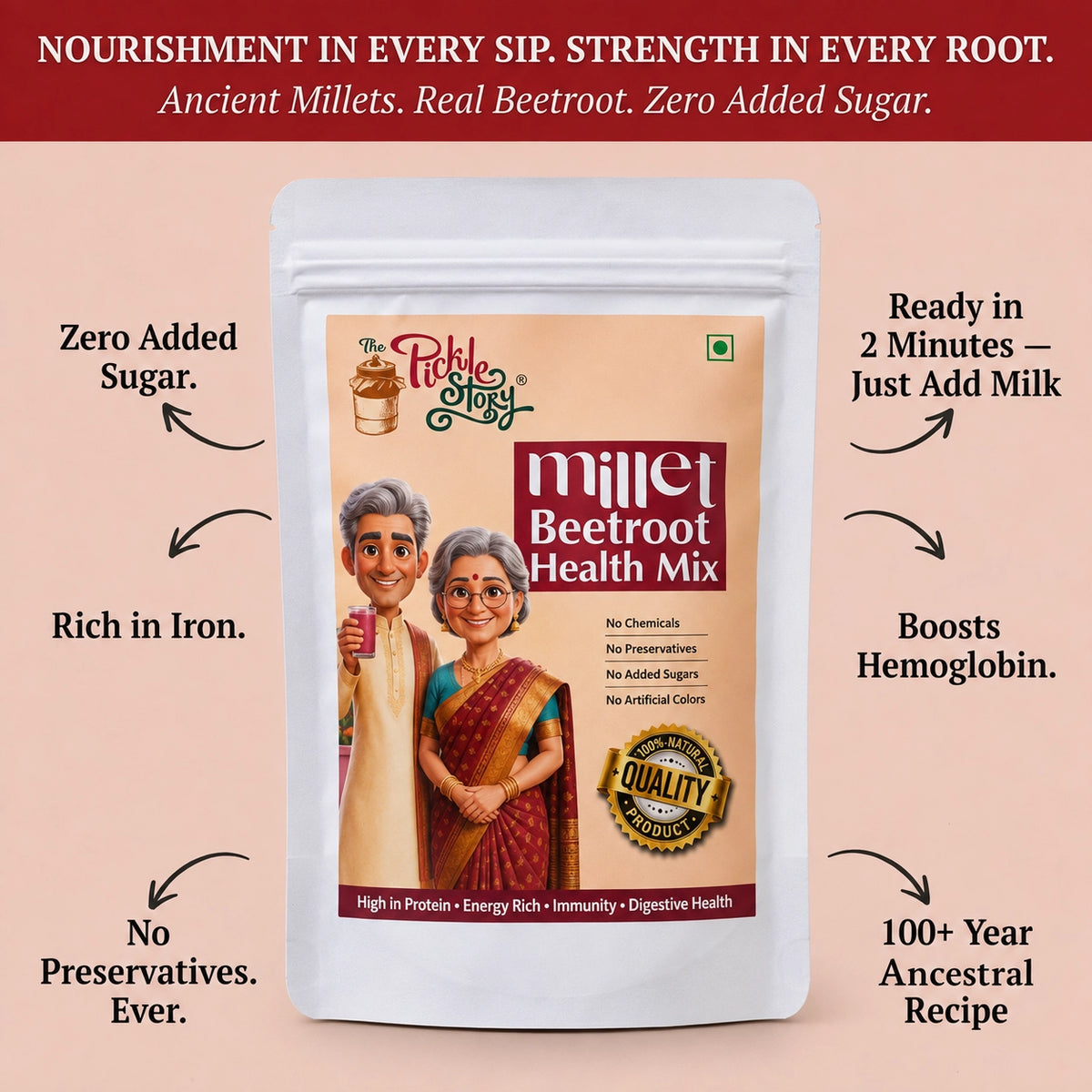 Millet beetroot health mix ingredients and details