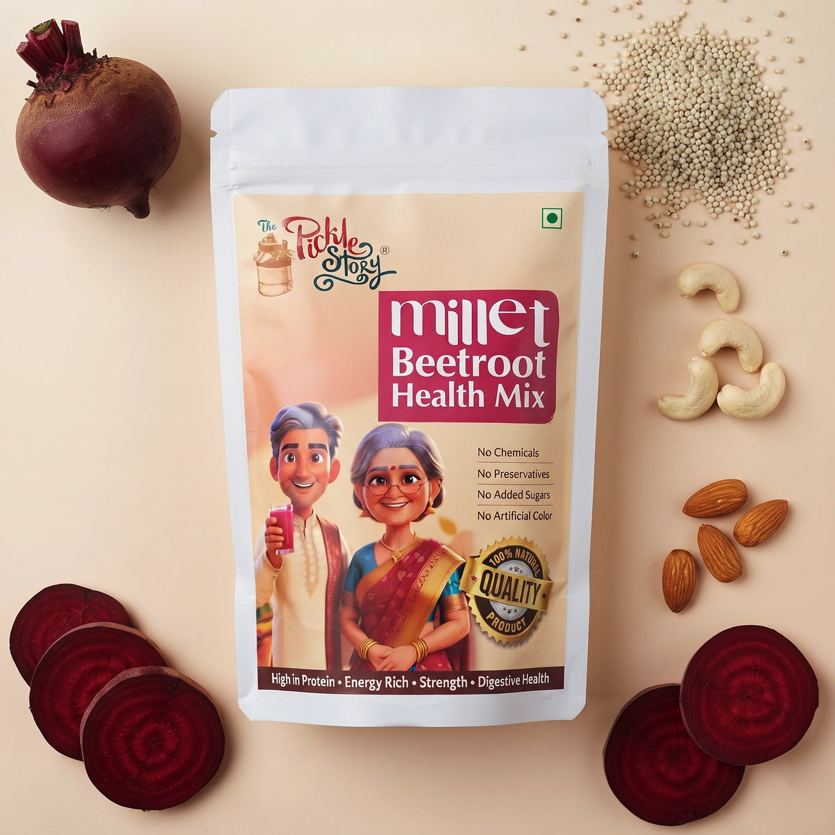 Millet beetroot health mix in a 200 g pack