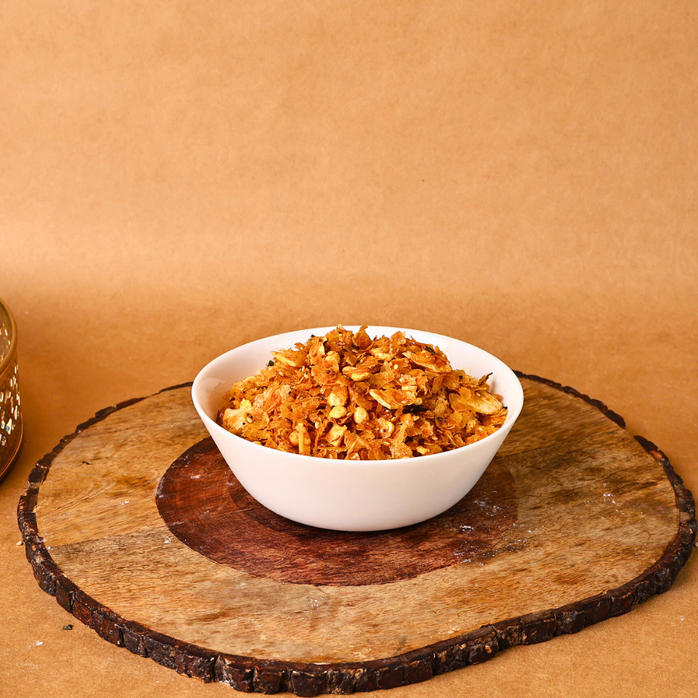 Garlic chudwa served with tea
