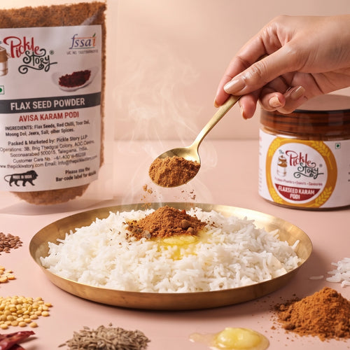 Flax seed (alsi) karam podi, homemade Andhra podi by The Pickle Story