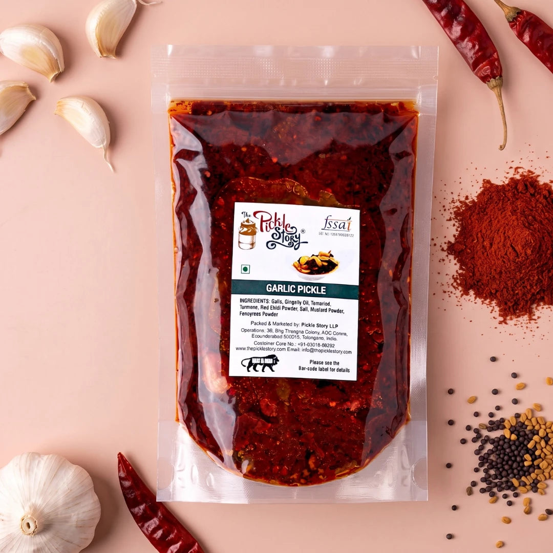 Garlic pickle in a 500 g pouch