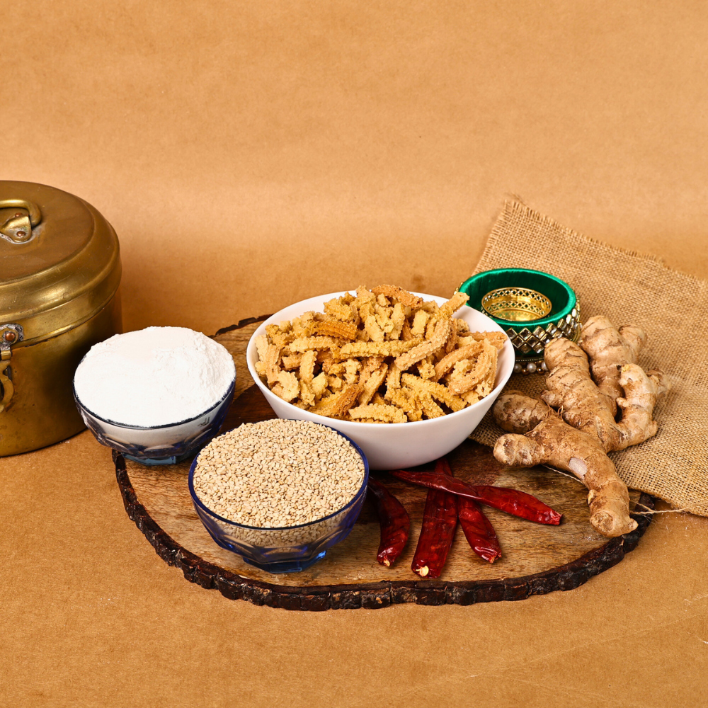 Ginger murukku served the traditional way