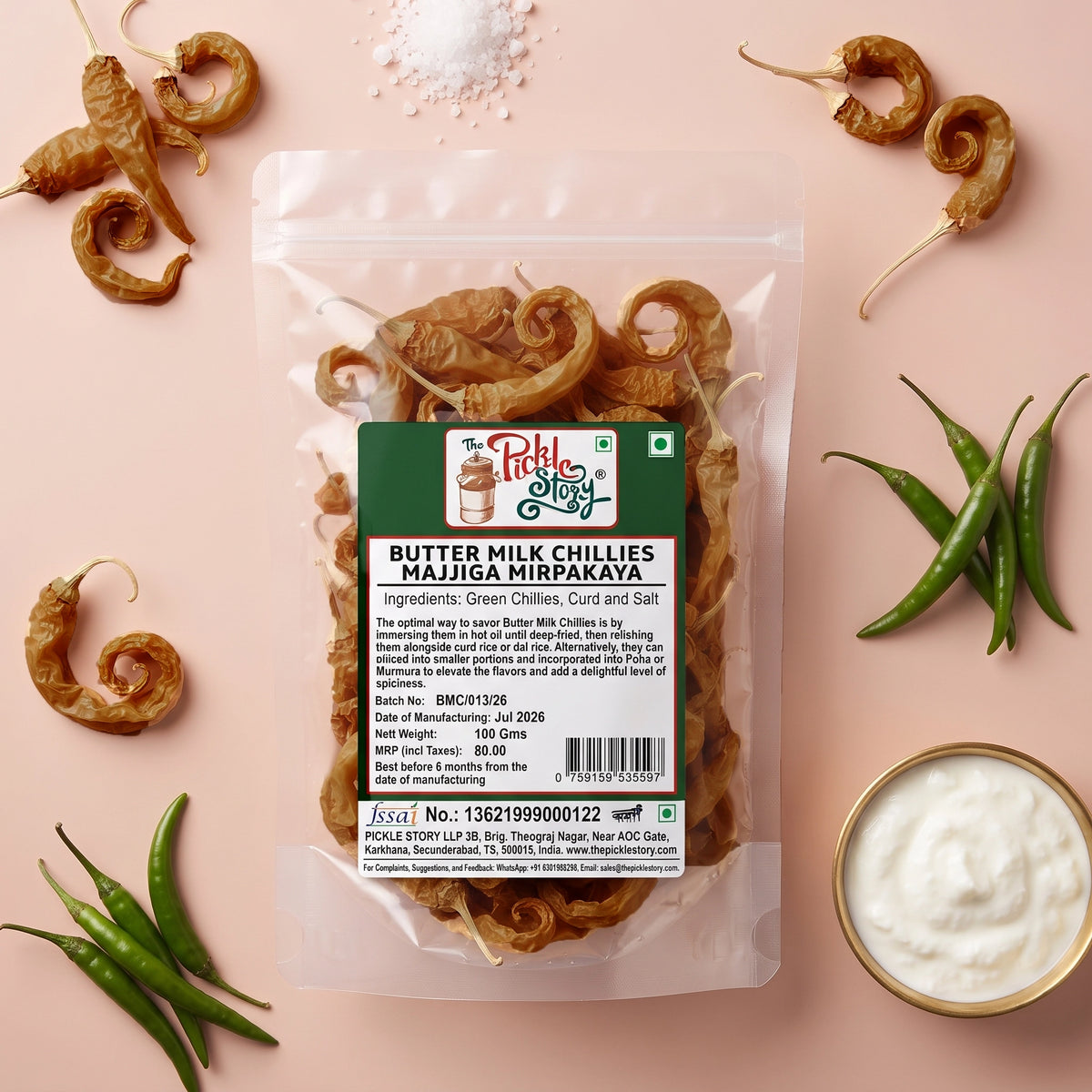 Curd chillies in a 100 g pack
