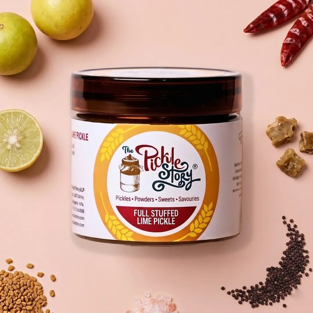 Ninchudkaya stuffed lime pickle in a 200 g jar