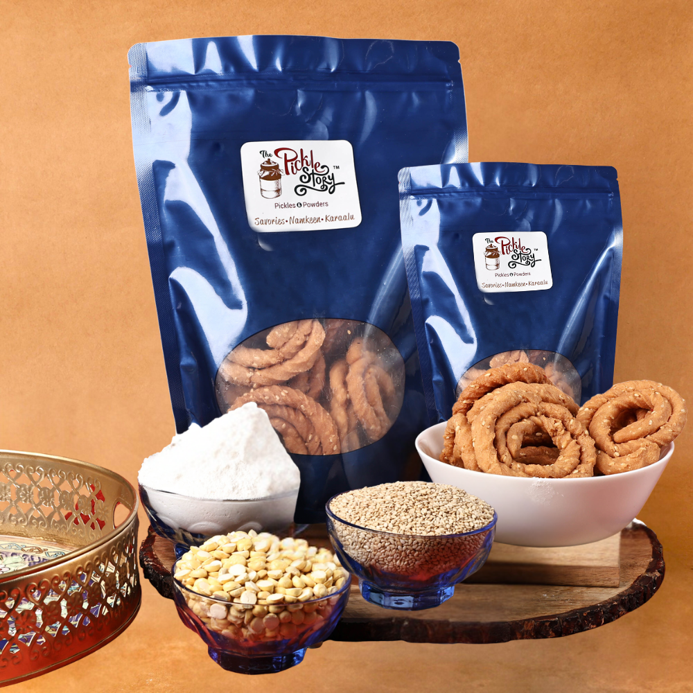 Putnala sakinalu roasted gram rings, homemade Andhra snack by The Pickle Story