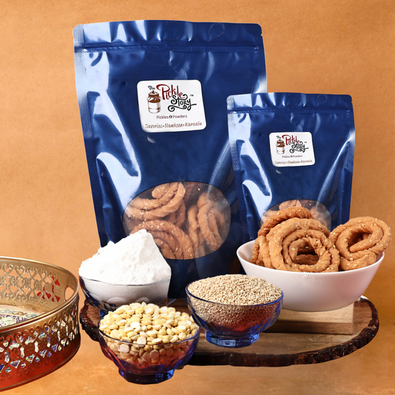 Putnala sakinalu roasted gram rings, homemade Andhra snack by The Pickle Story