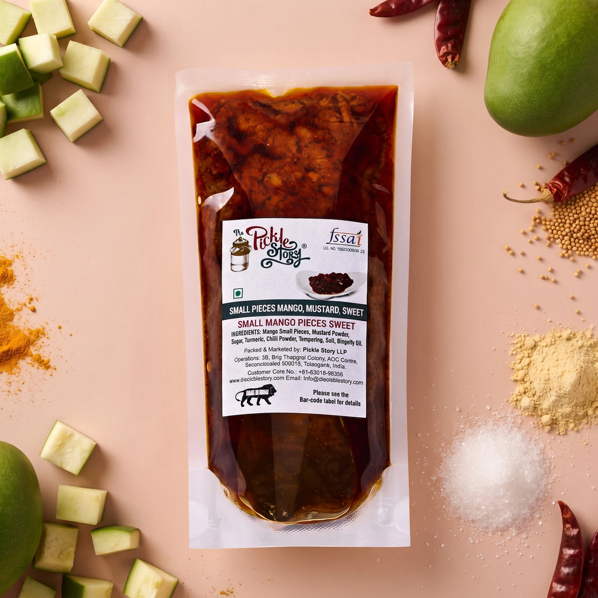 Chakarakaya sweet mango pickle in a 250 g pouch