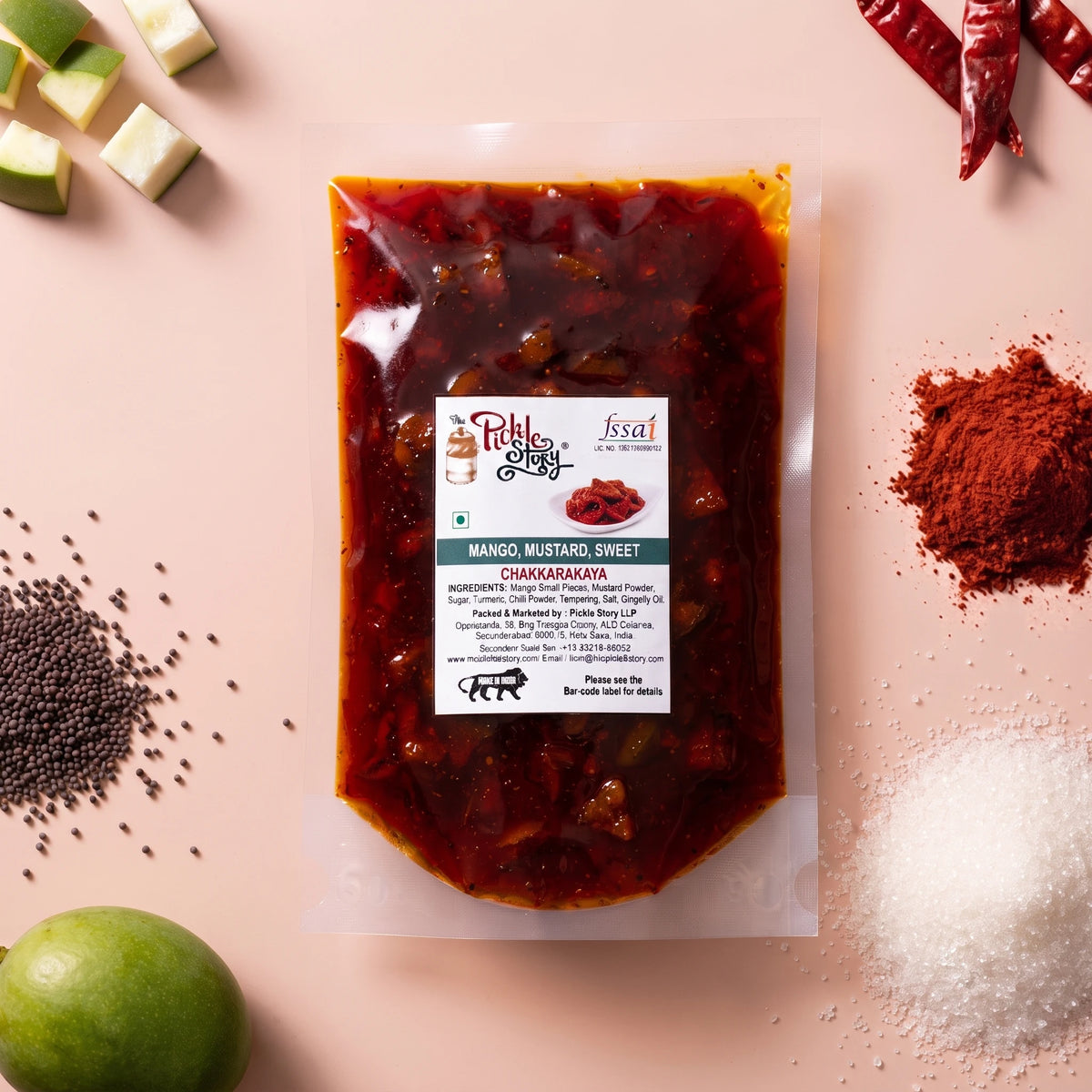 Chakarakaya sweet mango pickle in a 500 g pouch