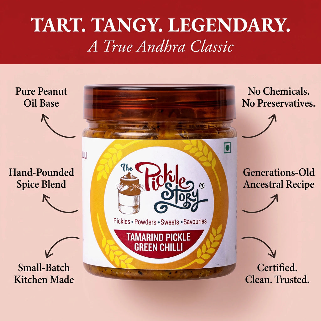 Green tamarind chilli pickle ingredients and details