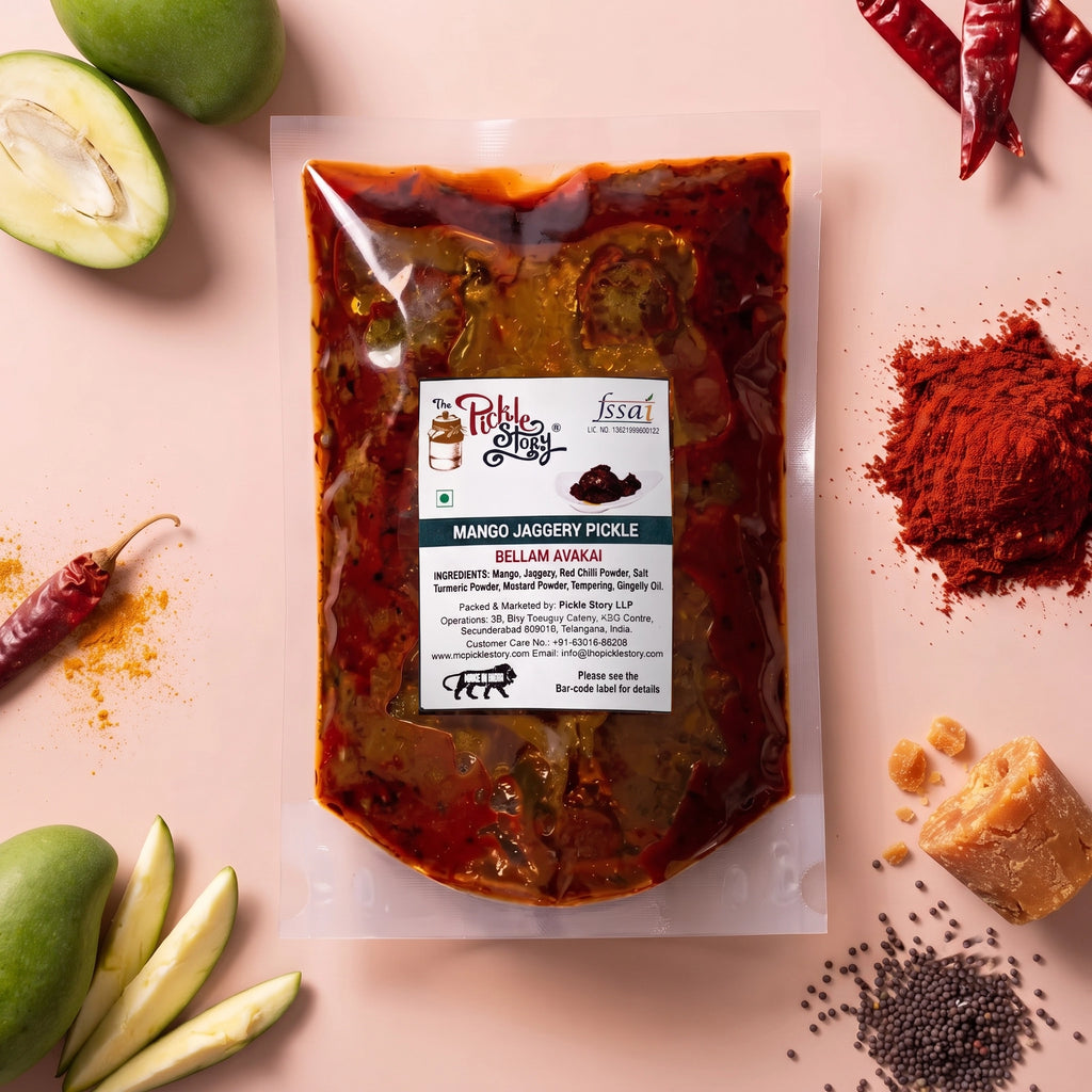 Bellam Avakai pickle in a 500 g pouch