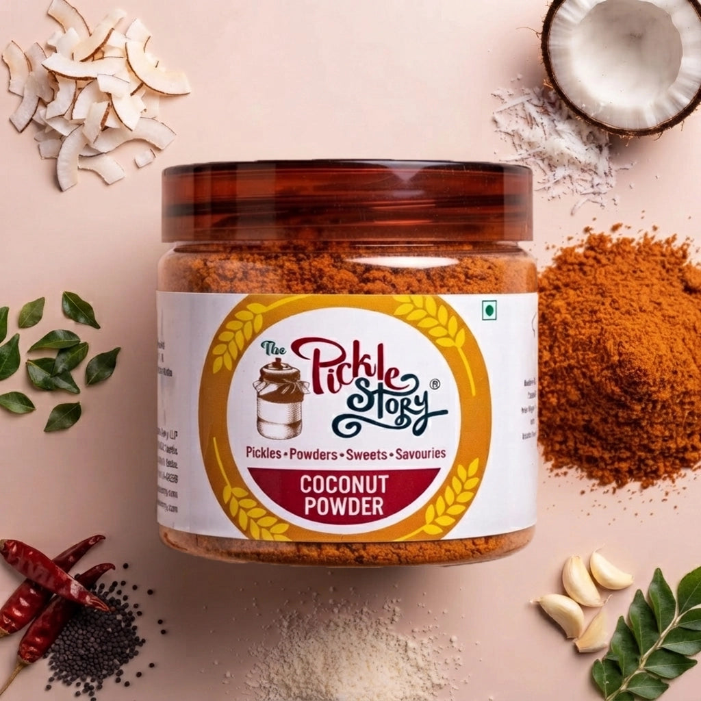 Coconut karam podi in a 100 g pack