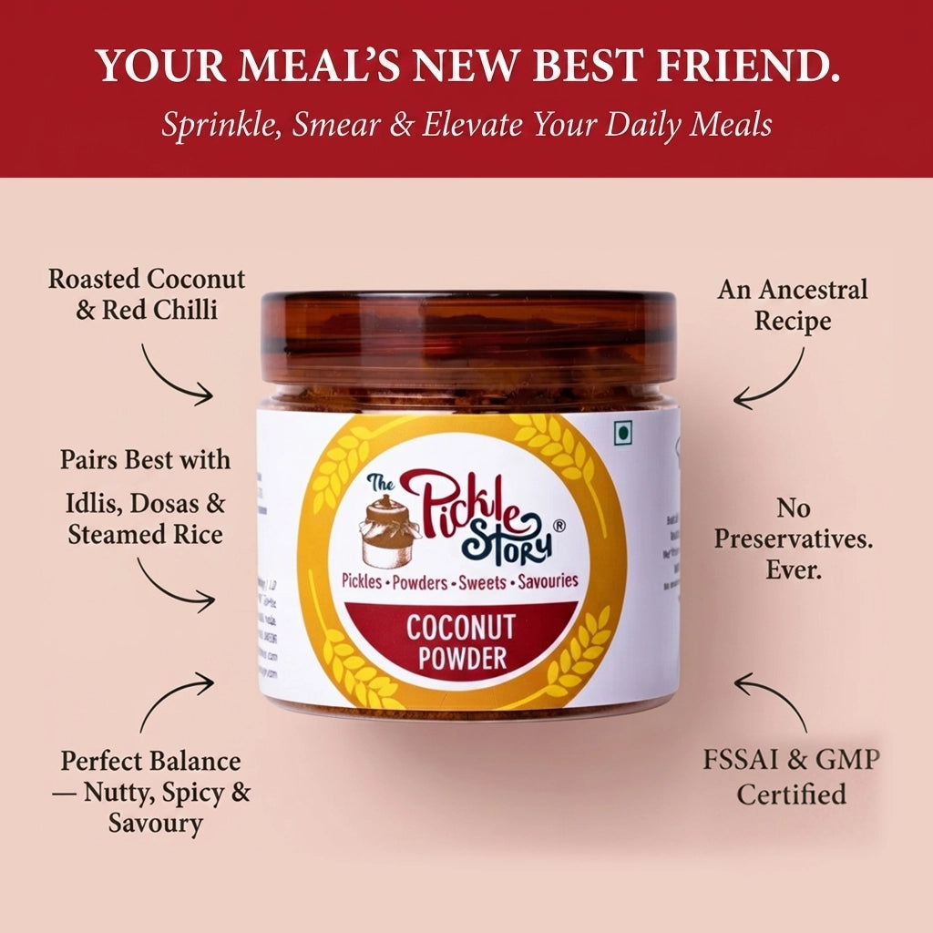 Coconut karam podi ingredients and details