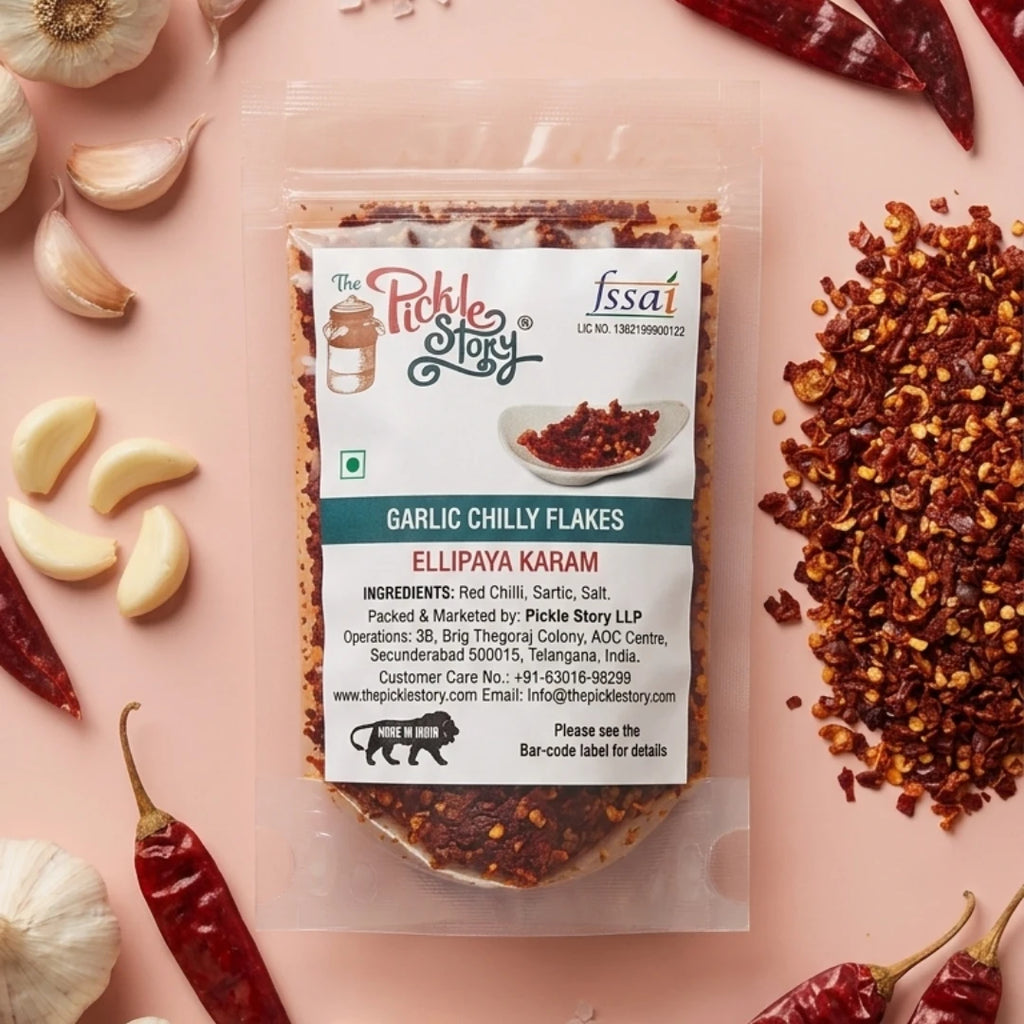 Garlic chilli flakes in an 80 g pack