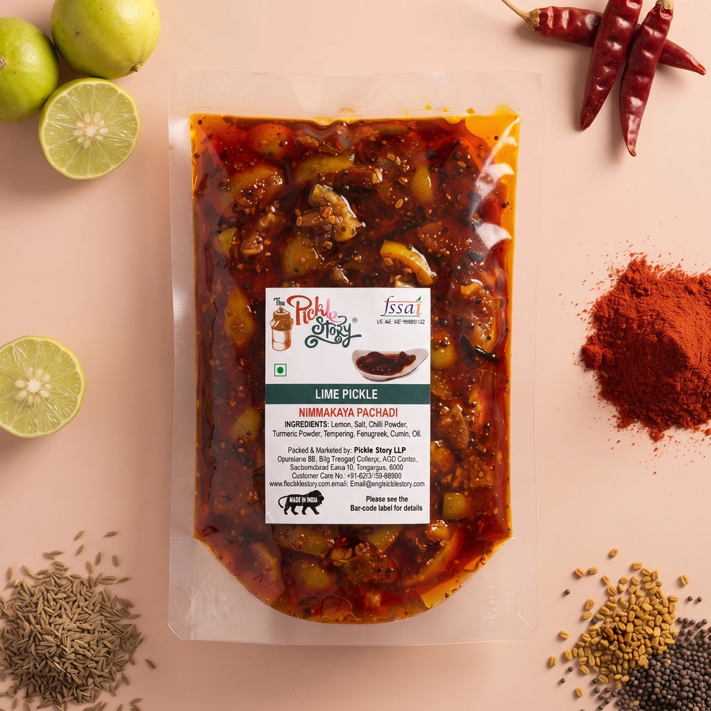 Lime pickle in a 500 g pouch