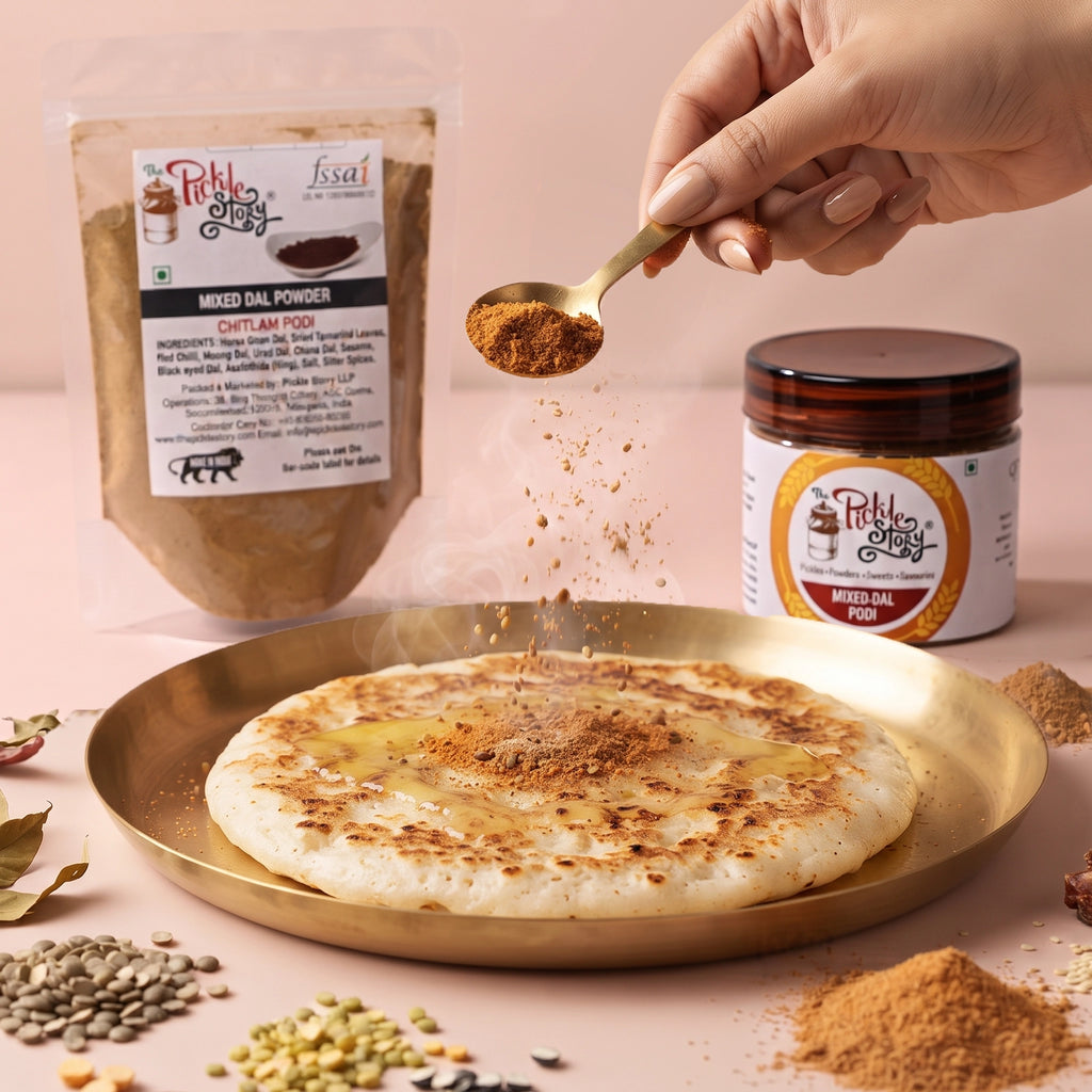 Pappu podi mixed dal rice mix, homemade Andhra podi by The Pickle Story