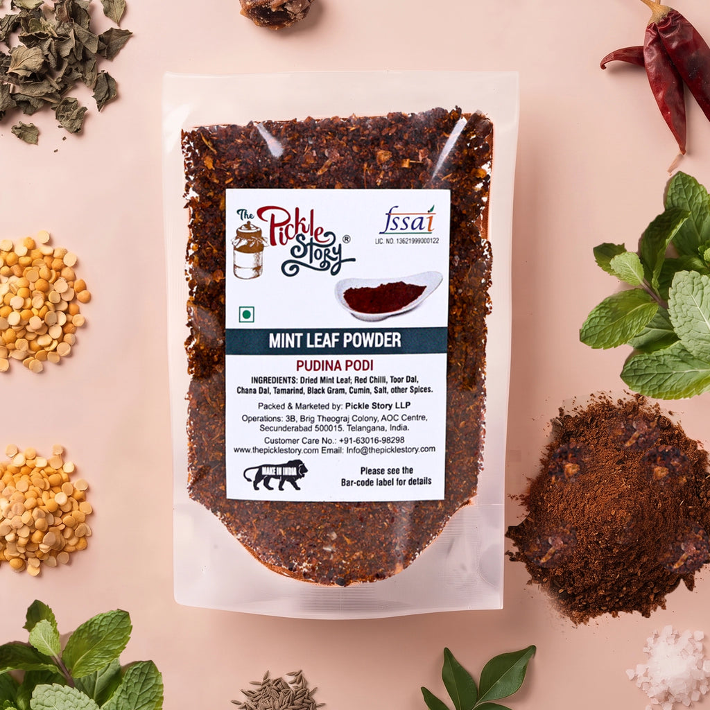 Pudina karam podi in an 80 g pack