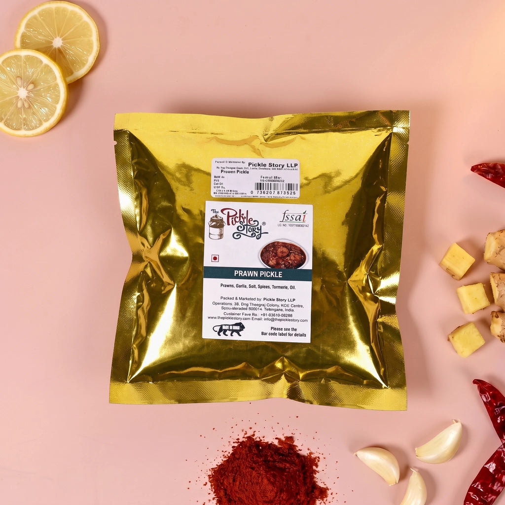 Bhimavaram prawn pickle in a 250 g pouch