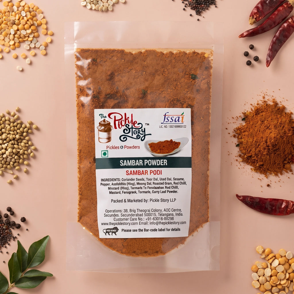 Sambar podi in an 80 g pack