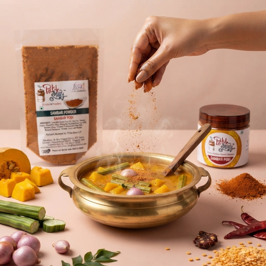 Sambar podi, homemade Andhra sambar powder by The Pickle Story