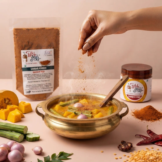 Sambar podi, homemade Andhra sambar powder by The Pickle Story