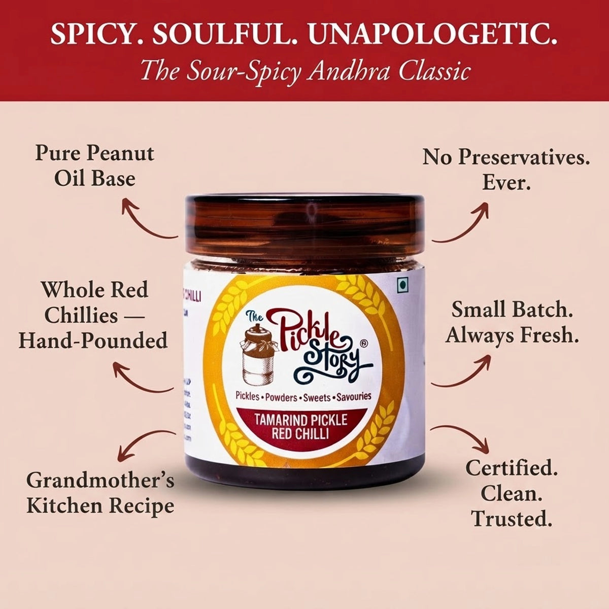 Tamarind red chilli pickle ingredients and details