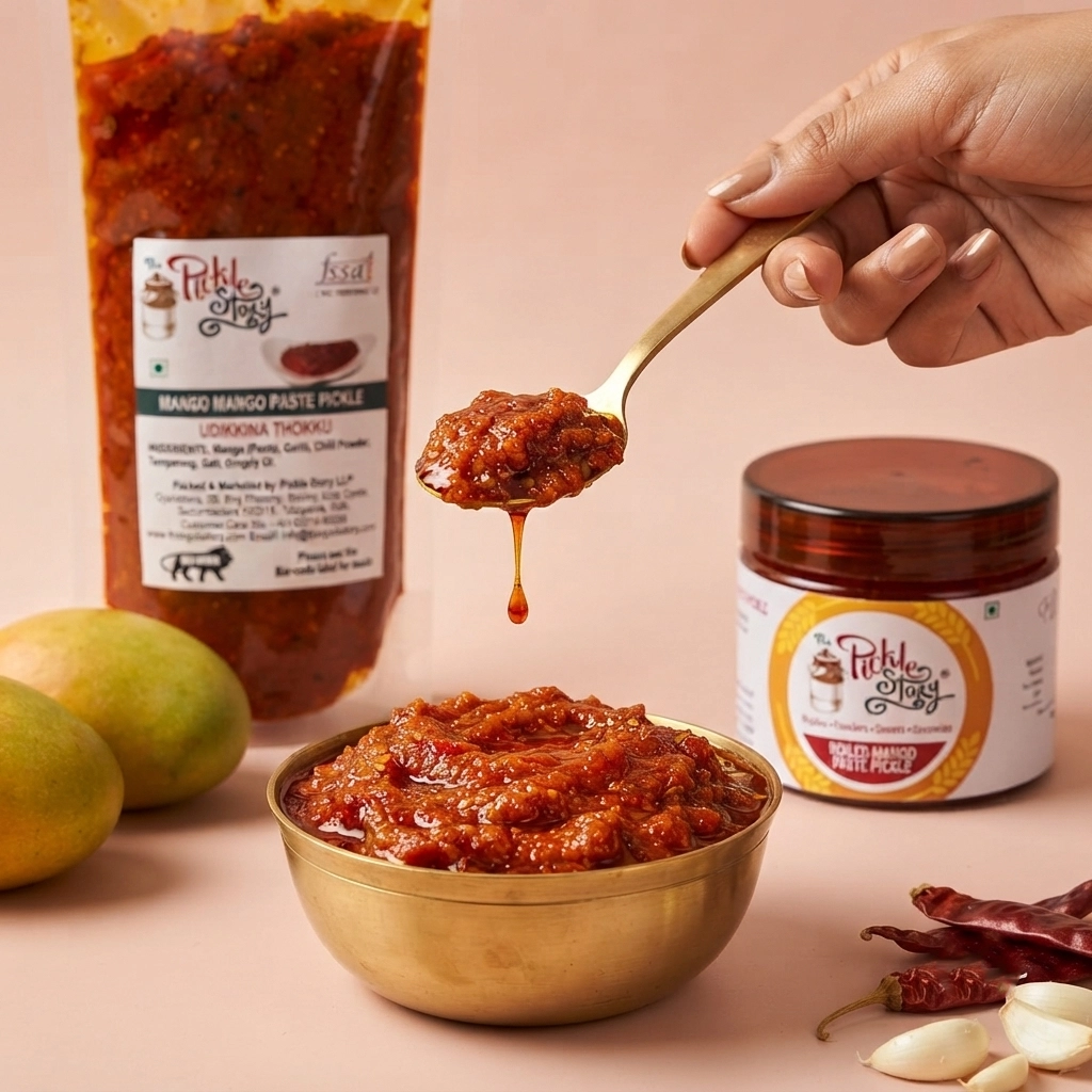 Mashed Mango Garlic Pickle – Udikkina Thokku